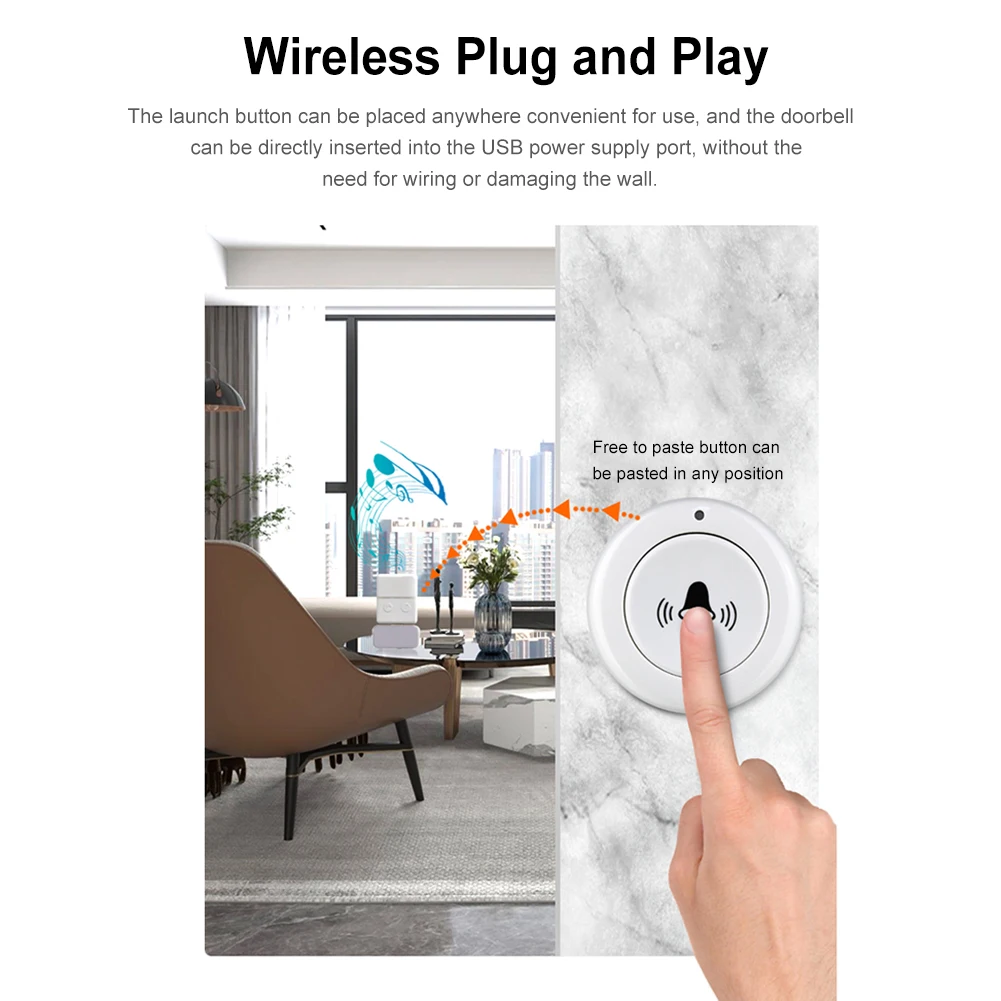 USB ปุ่มโทรฉุกเฉิน 433MHZ ประตูอัจฉริยะ CHIME สัญญาณไร้สายฉุกเฉิน Doorbell One-Key ALARM สําหรับ Home