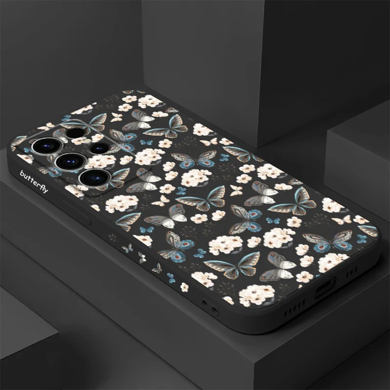 

Grey Butterfly Phone Case For Samsung Galaxy S25 S24 S23 S22 S21 S20 S10 S10E Ultra Plus FE Note 20 Ultra Plus Cover