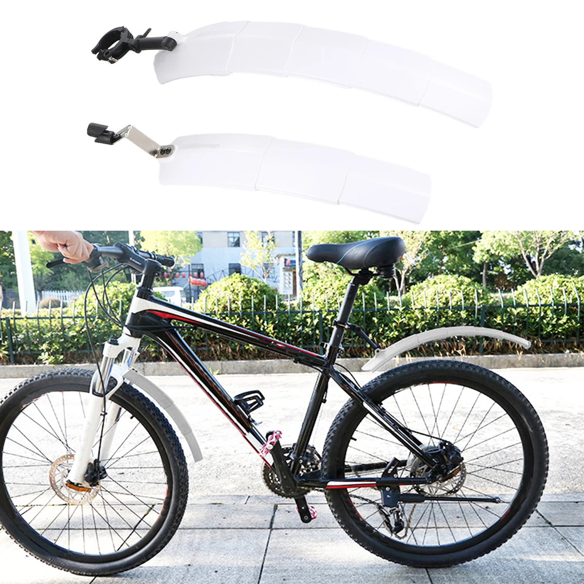 

Bike High Strength Plastic Durable Mudguard for Mountain Road Bicycle with Front Fork Hole Over 17mm Easy Install Protect