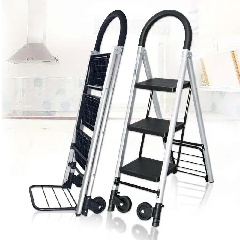 trolley aluminum ladder 2 in 1 bearing 120kgs