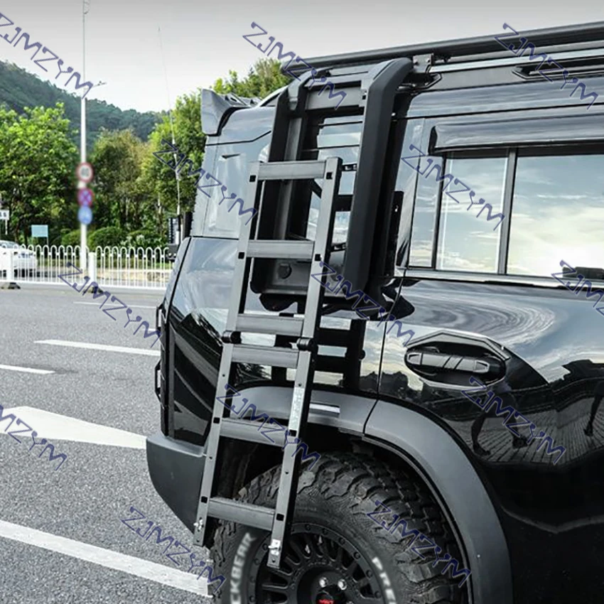Fit For Cherry Jetour Traveller T2 2024 Jetour T2 Roof Side Ladder Aluminum Alloy Rear Window Folding Ladder Rack view 4