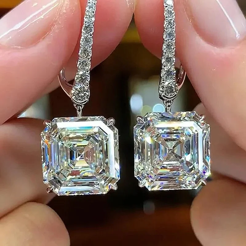 Huretailers-Boucles d'oreilles carrées de luxe pour femmes, design diversifié, boucles d'oreilles brillantes en zircone cubique, style intemporel, bijoux contre-indiqués