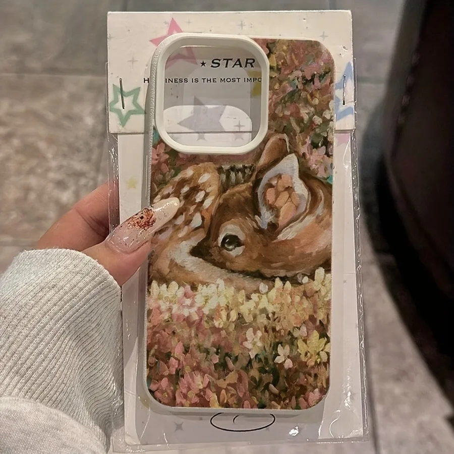 New Design TPU Phone Case For iPhone 18 17 16 15 Pro Max 14 13 12 11 XS XR 16E 16 Plus Air With Oil Painting Deer Patterns Cover