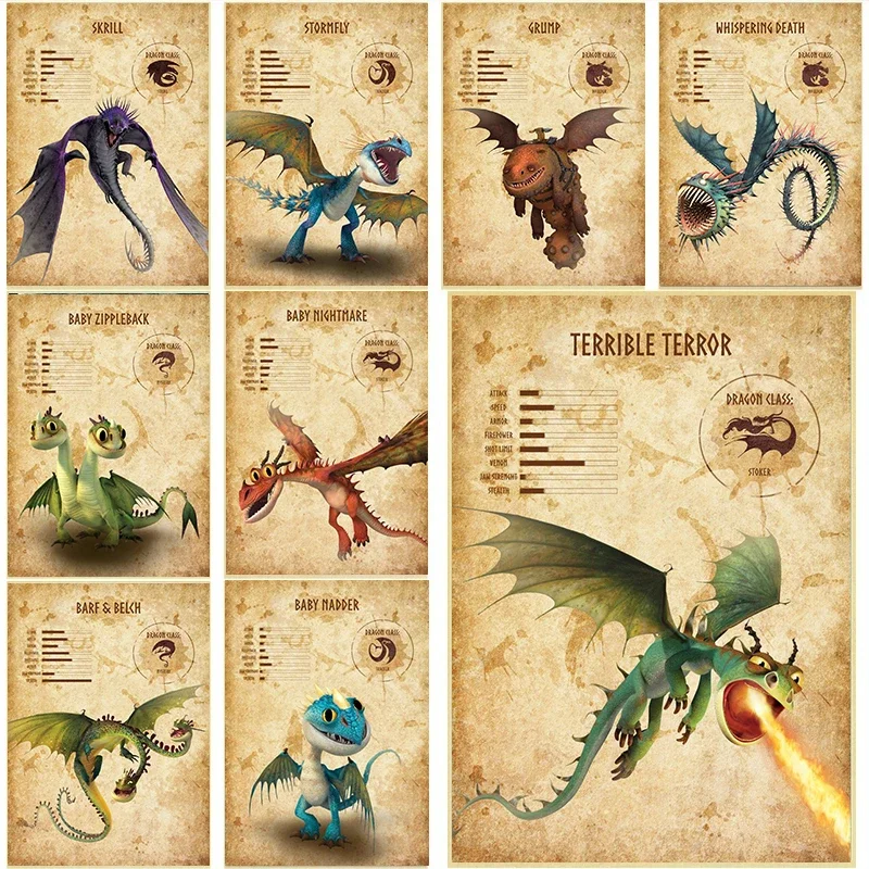 خمر التنين أنواع الرعب الرهيب همس الموت غرفتة المشارك طباعة حائط لوح رسم الفن صور ديكور غرفة المنزل #1