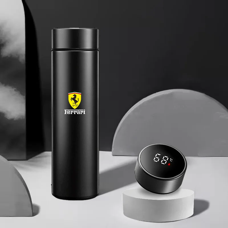 Termo portátil con emblema de Ferrari, taza aislante inteligente de acero inoxidable para Ferrari488 Roma F8 SF90 812 360 FF F12 LaFerrari Amalfi