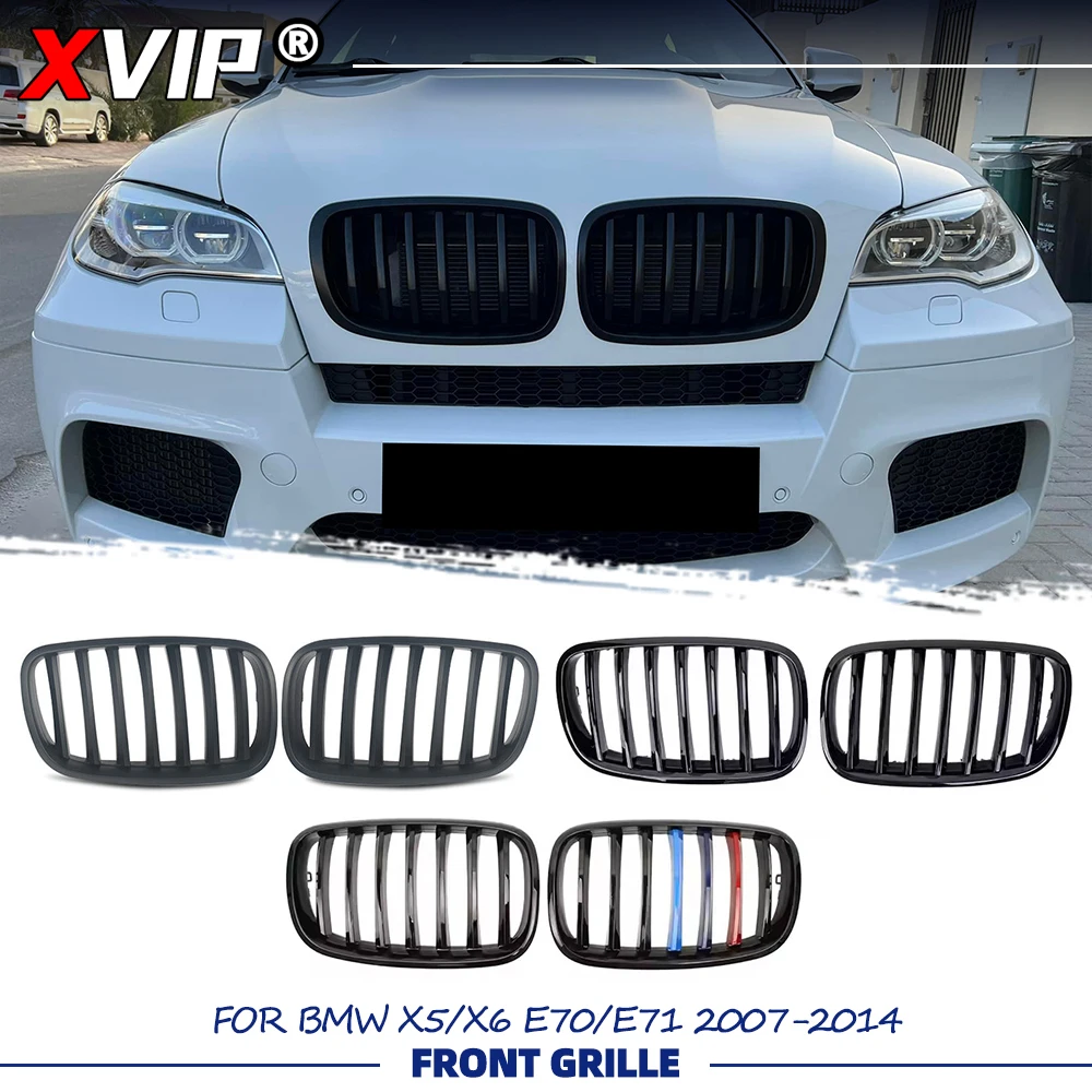 

XVIP Glossy Black Front Bumper Racing Grille For BMW X5 E70 X6 E71 2007-14 Single Line Style Glossy M-Color Upper Racing Grills