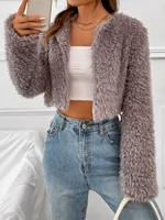 Versión coreana de moda viento perezoso dulce lindo pelo de cordero de imitación abrigo corto cárdigan mujer Top suelto y esponjoso