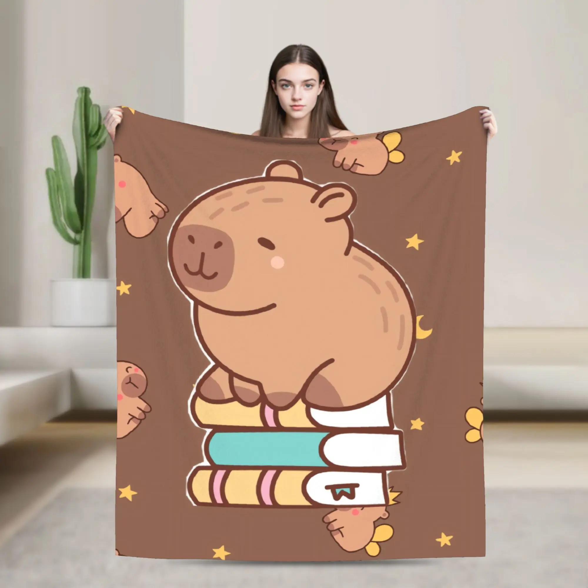 Capybara Flannel Blanket  Soft Throw Blanket for Living Room Decorative Novelty Bedspread Sofa Bed Cover