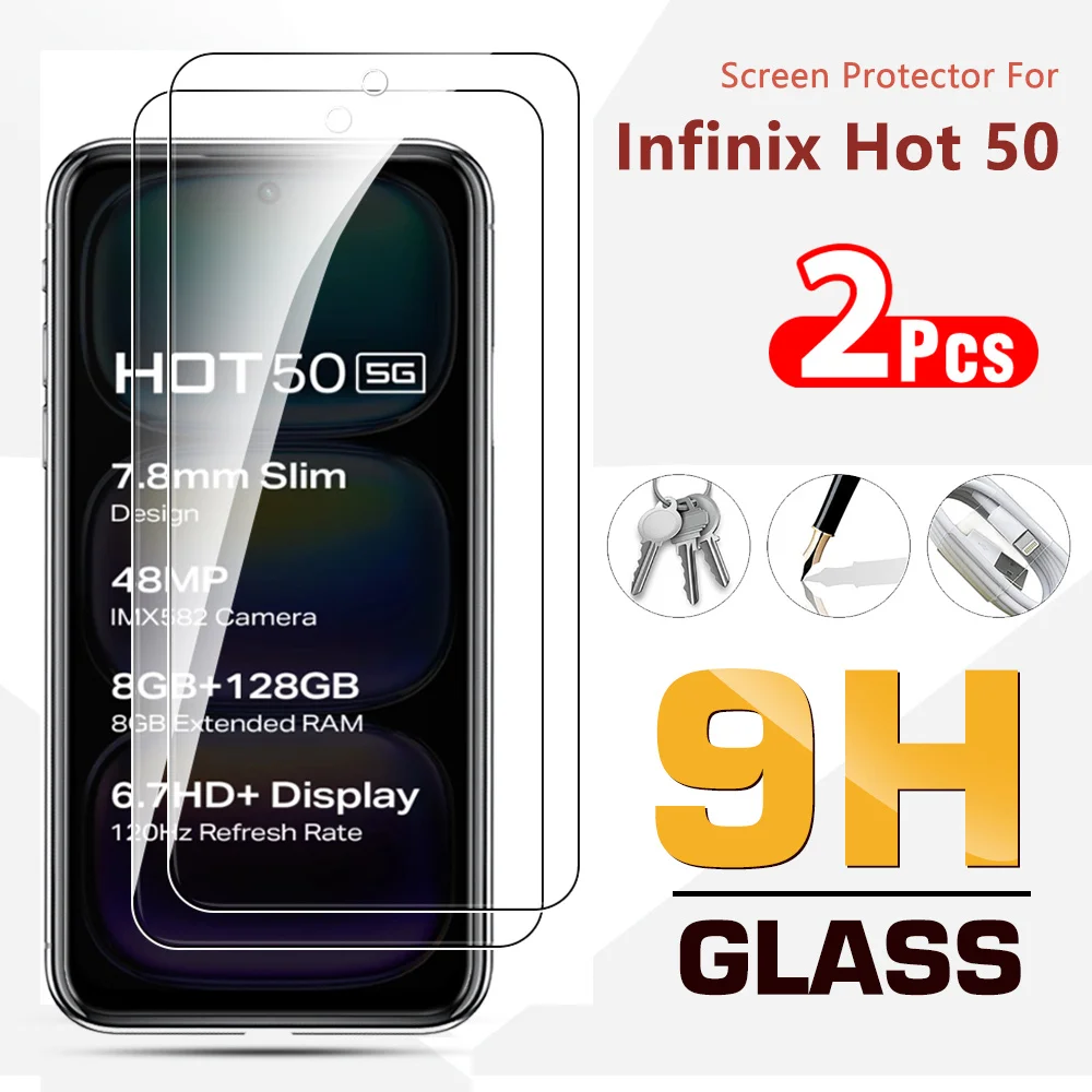 2 pezzi di vetro temperato per Infinix Hot 50 5G Hot50 50Hot infinxHot 50 protezione dello schermo pellicola protettiva di sicurezza da 6,7 pollici InfinixHot50