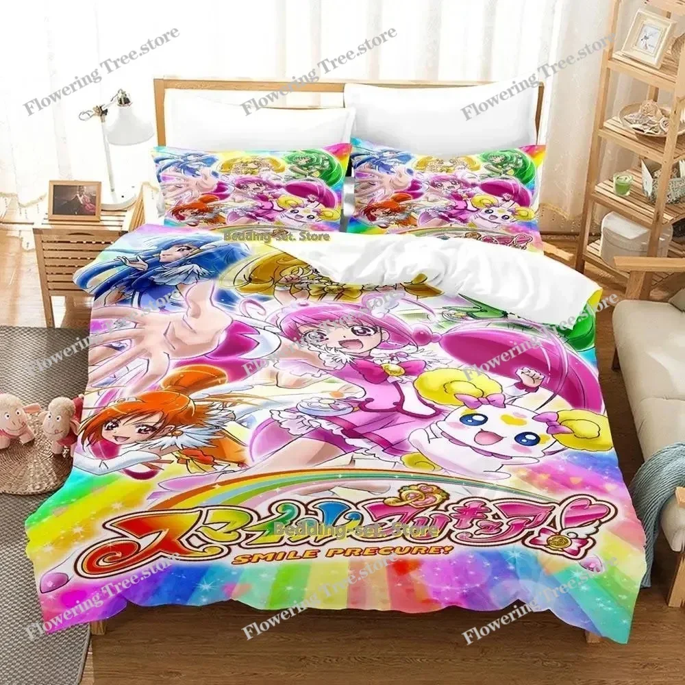 New Pretty Cure Bedding Set Single Twin Full Queen King Size Bed Set Adult Kid Bedroom Duvetcover Sets Anime parure de lit Bed