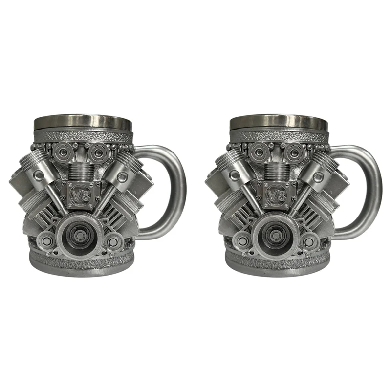 

B84B-2X Personalized Engines Stainless Steel Mug,Creative 3D Car Engine Design Coffee Mug For Car Enthusiasts And Fan V8
