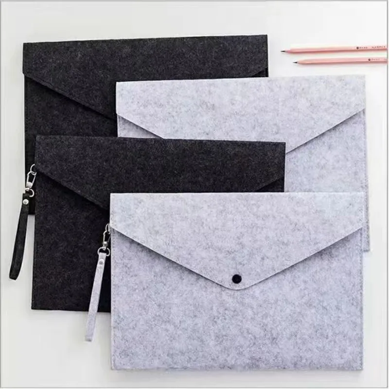 1PC Simple Solid A4 Big Capacity Document Bag Business Briefcase File Folders Chemical Felt Filing Products Student Gifts