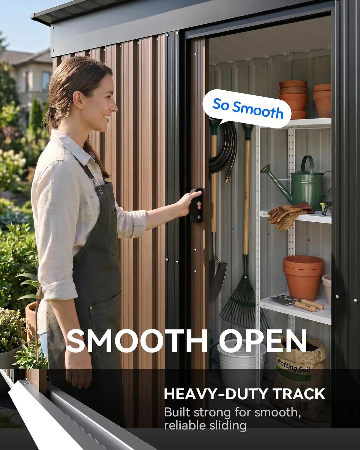 5x3 FT Metal Outdoor Storage Shed with Sliding Doors & Lock