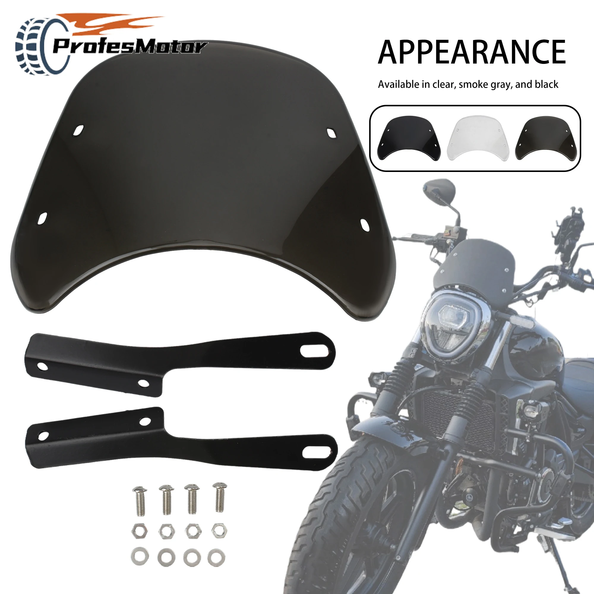 

Universal Motorcycle Modified Windscreen Windshield Wind Screen Deflector Cover For Harley Honda Yamaha Cafe Racer Scooter Parts
