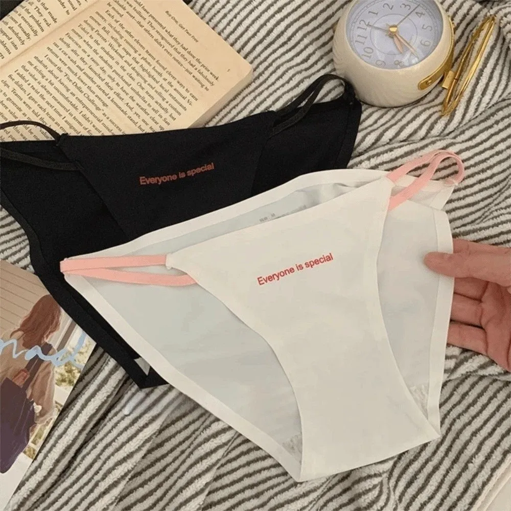 Simple Letter Summer Panties Thin Strap Low Waist Seamless Briefs Breathable Women Underwear Spring Summer