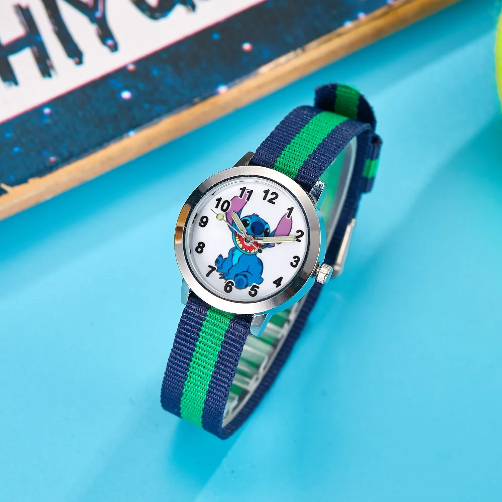 Disney Cartoon Stitch Children's Watches Girls Canvas Strap Women Quartz Watch Kids Student Ladies Waterproof Clock gifts