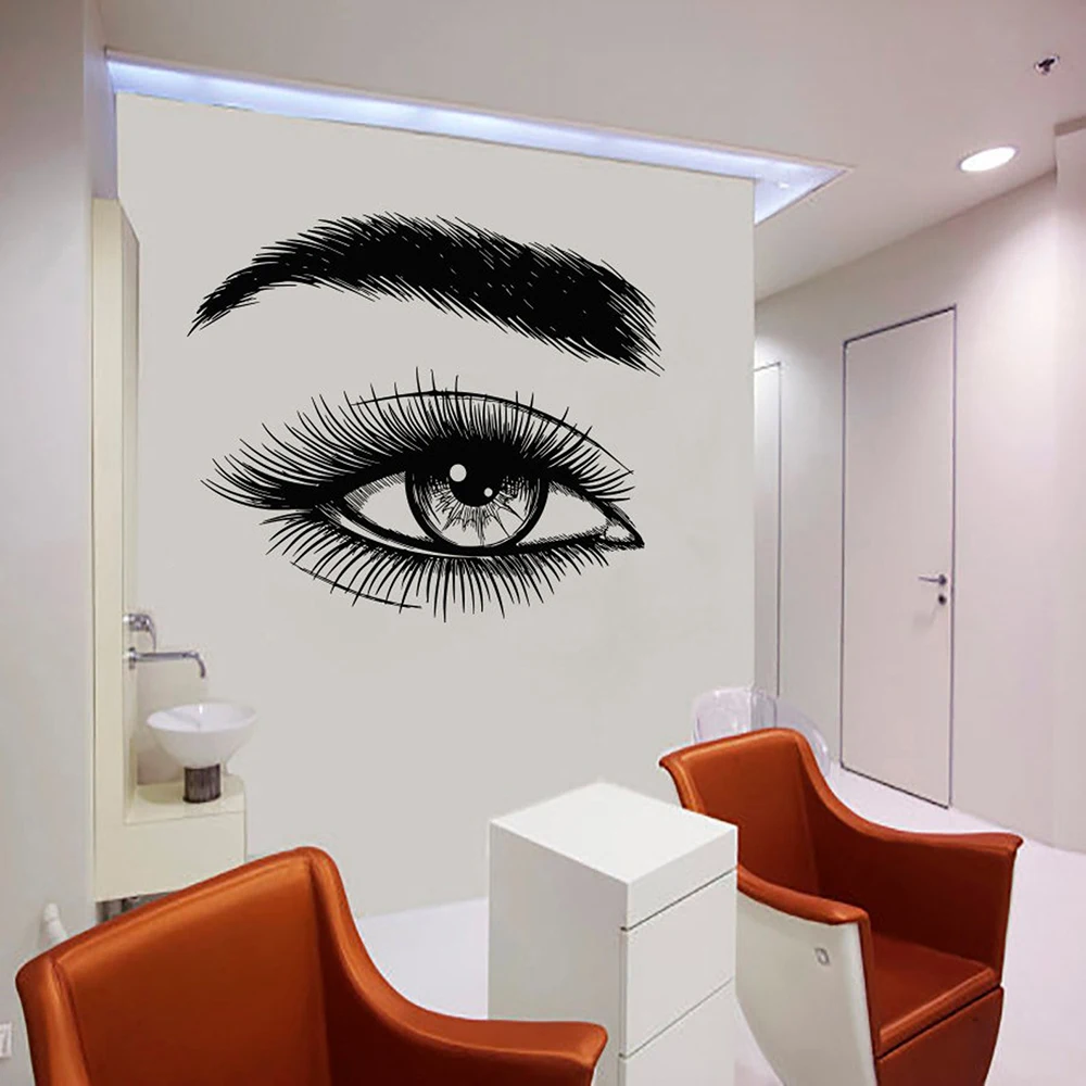 

Wall Decal Window Sticker Beauty Salon Woman Face Eyelashes Lashes Eyebrows Brows BT-11