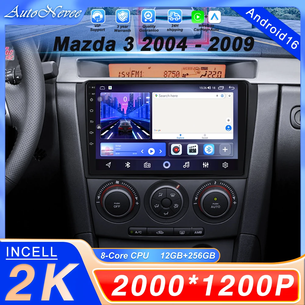 

Android 16 video Player Car Radio For Mazda 3 2004 - 2009 2din with BOSE Multimedia Carplay Stereo GPS Head Unit WIFI+4G