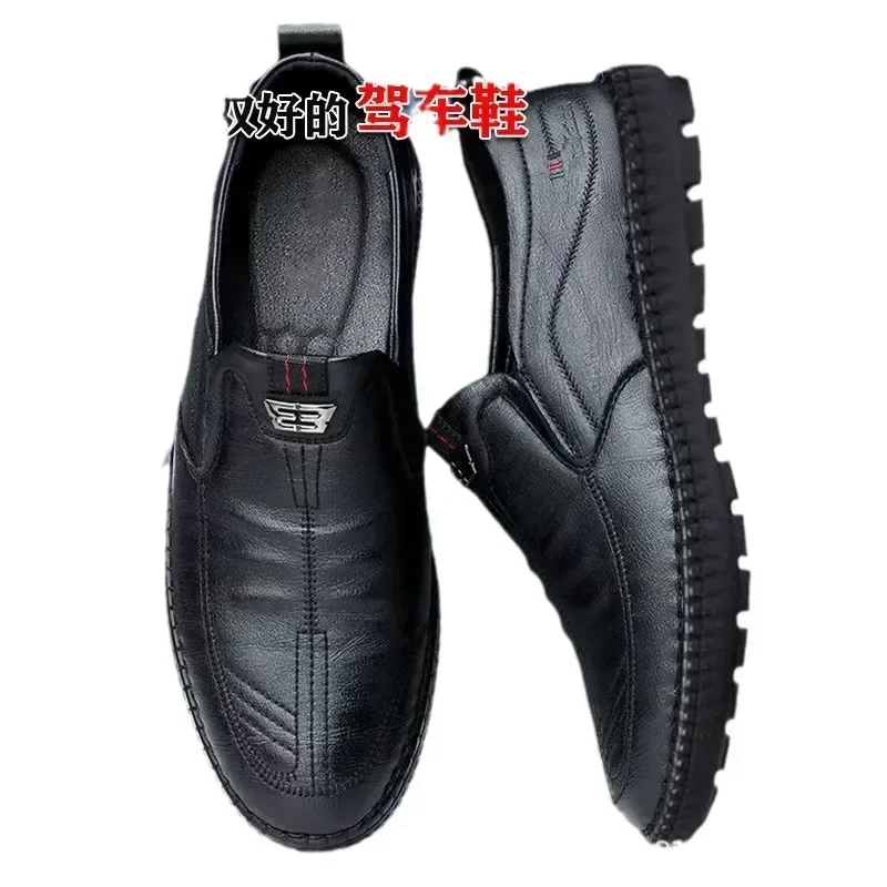 Men's 2024 Leather Soft Business Casual Shoes Dad Shoes Fashion Driving wear-resisting Shoes cheap flat sneaker on offer