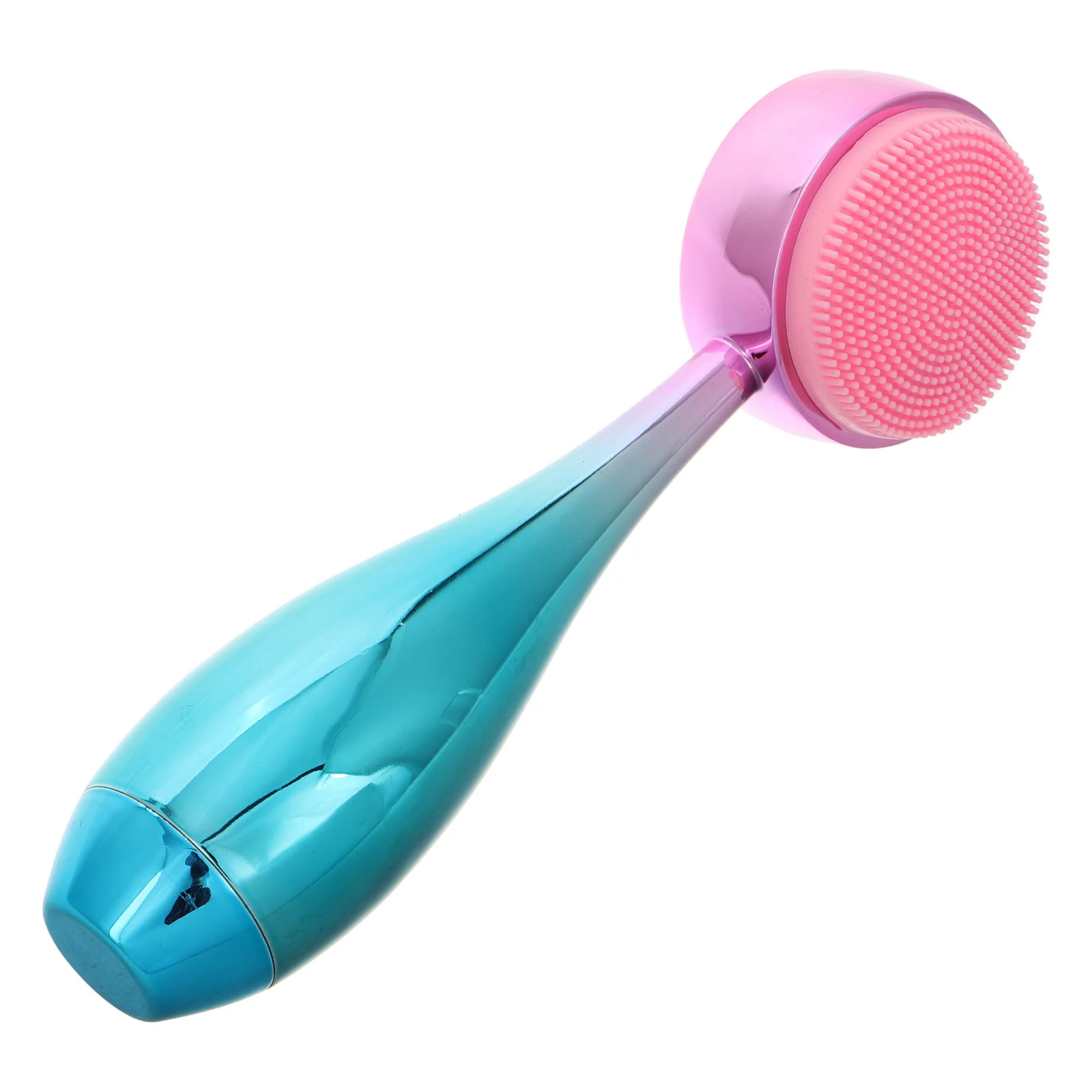 

Manual Silicone Facial Cleansing Brush Bowling Ball Plated Handle Dual Sided Face Scrubber Deep Pore Cleansing Exfoliating Face