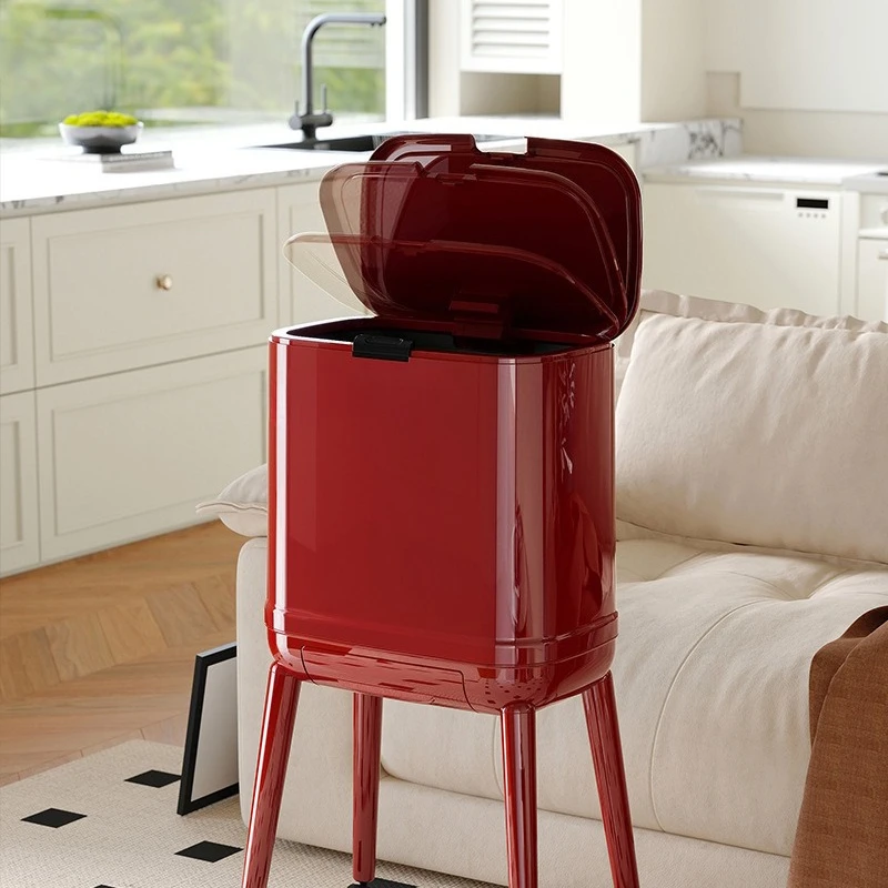 Wheeled Kitchen Trash Can Household 2025 New Model Special No Bending High Style Movable with Lid Large Capacity