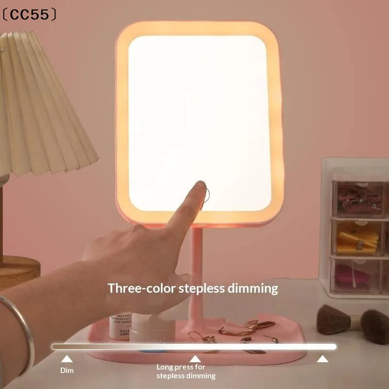 Unique Designer Vanity Mirror Three ColorsLEDLight Makeup Mirror Touch Control Desktop Mirror Bedroom Makeup Mirror〔CC55〕