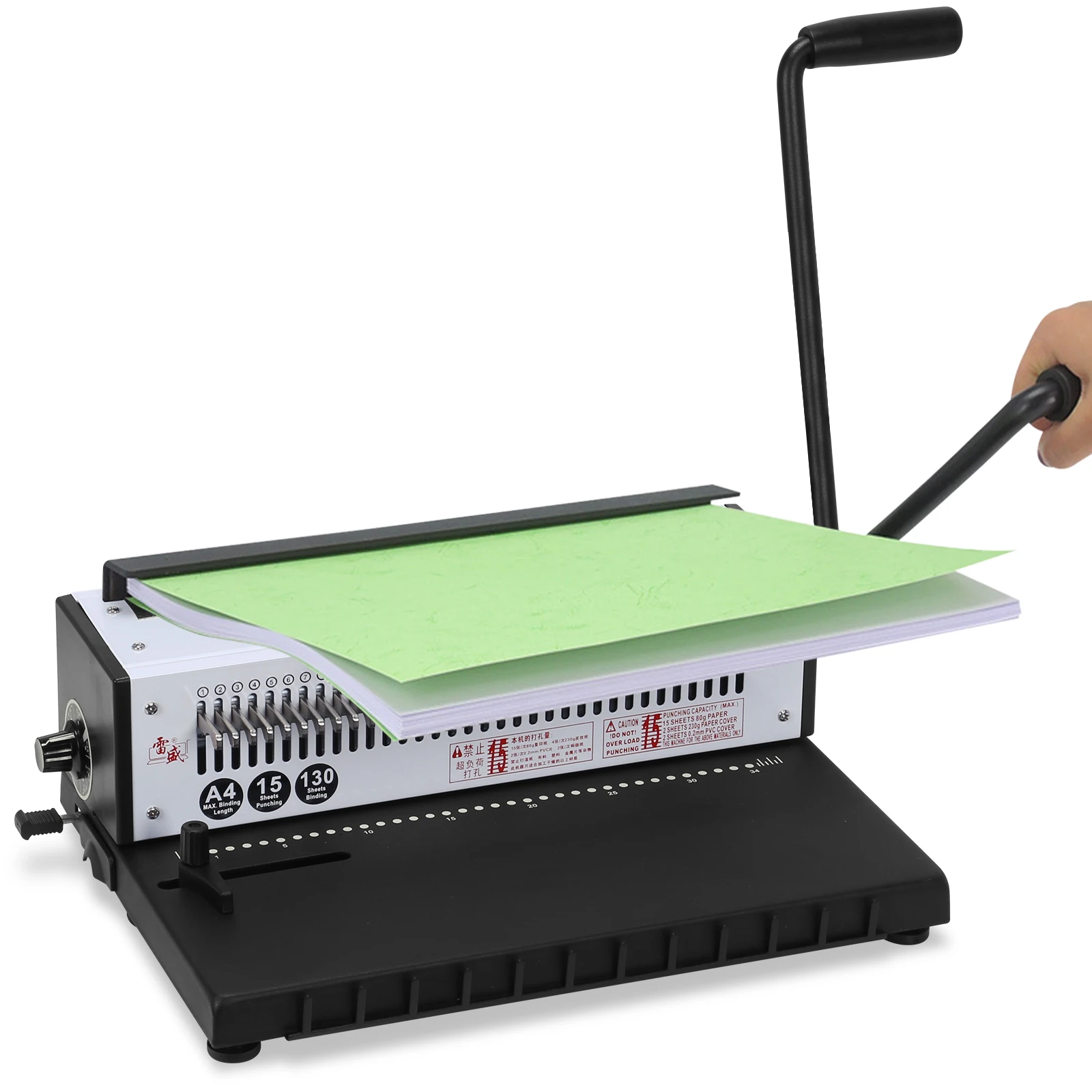 

1500B34R Multifunctional Binder Puncher Punch 15 Sheets/Bind 130 Sheets Modern Commercial Binding Machine for Home & Office