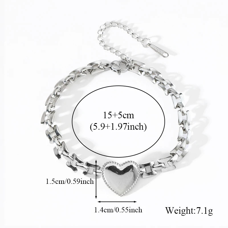 EILIECK 316L Edelstahl Silberfarbenes Herz-Liebes-Charm-Armband für Frauen, Trendiges Wasserdichtes Handgelenk-Schmuckstück, Geschenk für Damen – Detail 12
