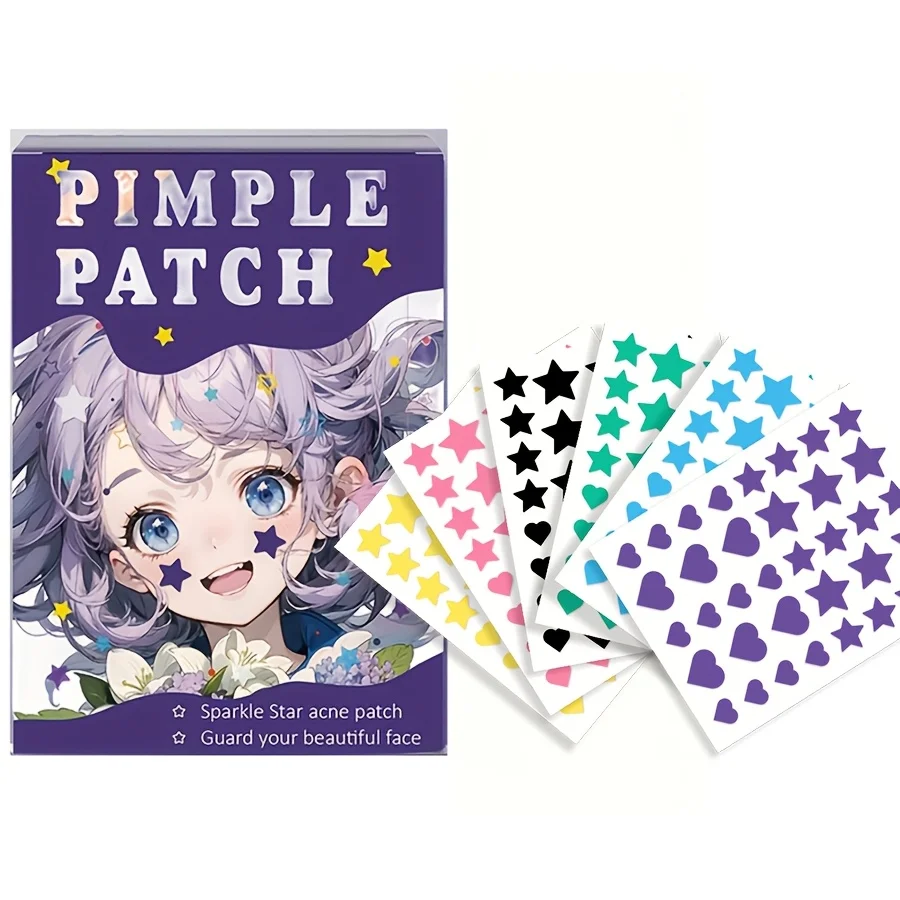 216Pcs 6-Color Heart Star Combination, Smooth Skin, Clean Acne Patch For适合各种场合, Unscented and Alcohol-Free