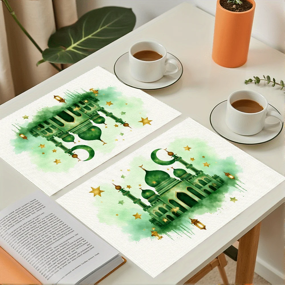 1PC Ramadan Placemats, Designed with Mosque Patterns and Starry Elements, Suitable for Festive Use.