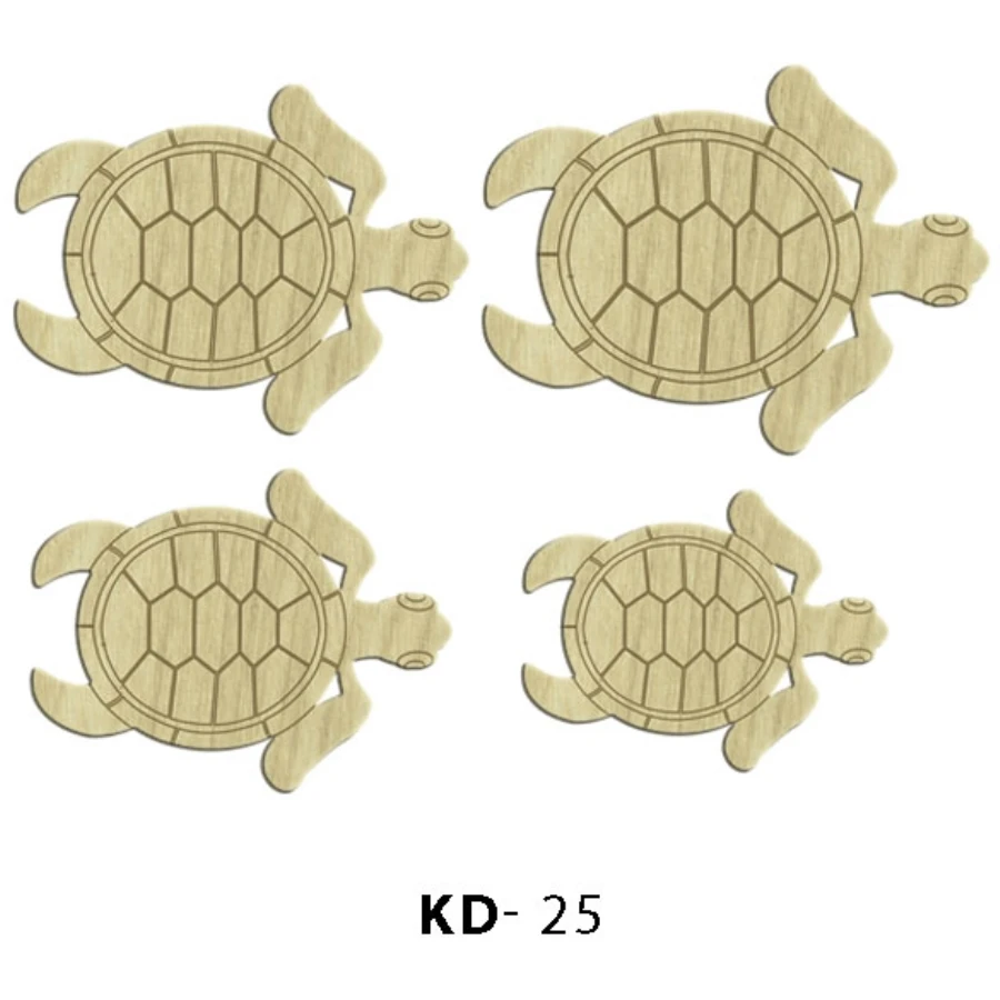 KD25 черепаха 4lü набор деревяпосылка ВОК, орнамент из необработанной древесины