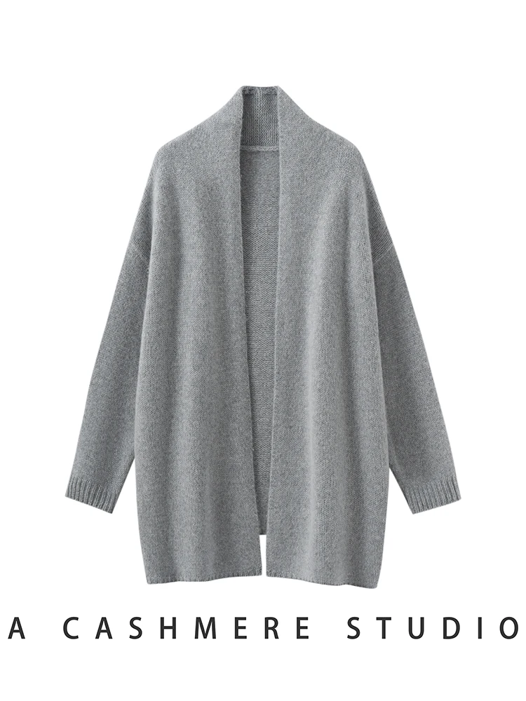 

TLOML New Women's 100% Cashmere Sweater Long Cardigan Autumn Winter Thick Casual Loose Style Sweater Knitwear High quality Tops