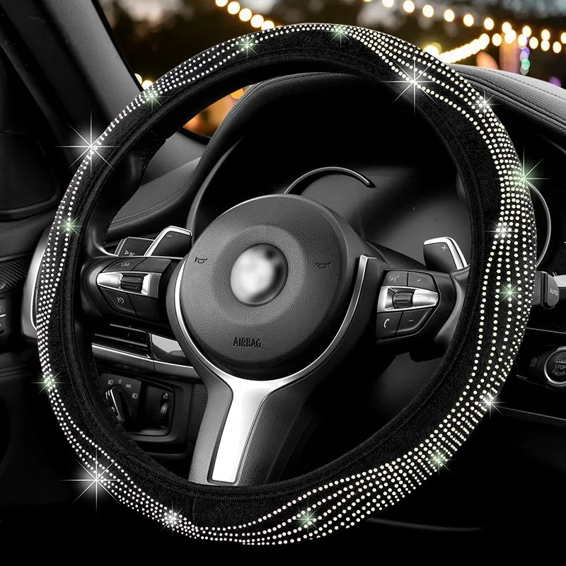 

Shiny Elastic Car Steering Wheel Cover Rhinestones Steering Wheel Covers Car Accessories Universal Steering Wheel Stretch Covers
