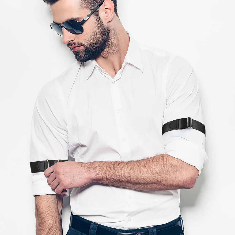 

4Pcs Anti Sleeve Holder Adjustable Shirt Cuffs for Shirt Tuck Men Women Dress Shirts Nylon Lightweight Arm