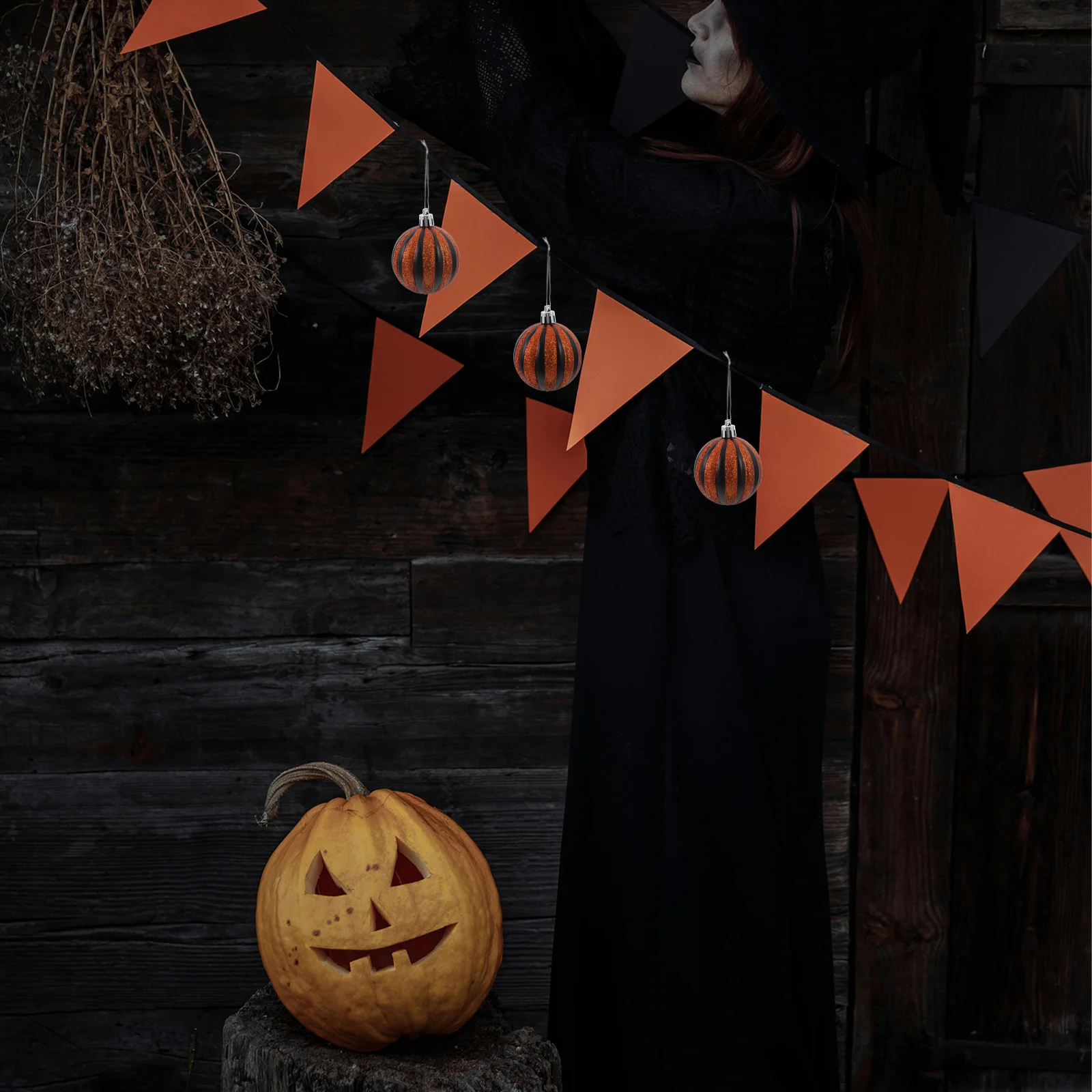 

6Pcs Halloween Plastic Ball Ornaments Hanging Decorations Party Supplies Home Garden Atmosphere Party Supplies