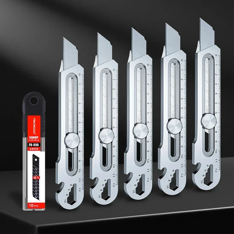 Stainless Steel Utility Knife 6 In 1 Multi-Function Opener Retractable Box Cutter Portable Office Home Courier Unboxing Knifes