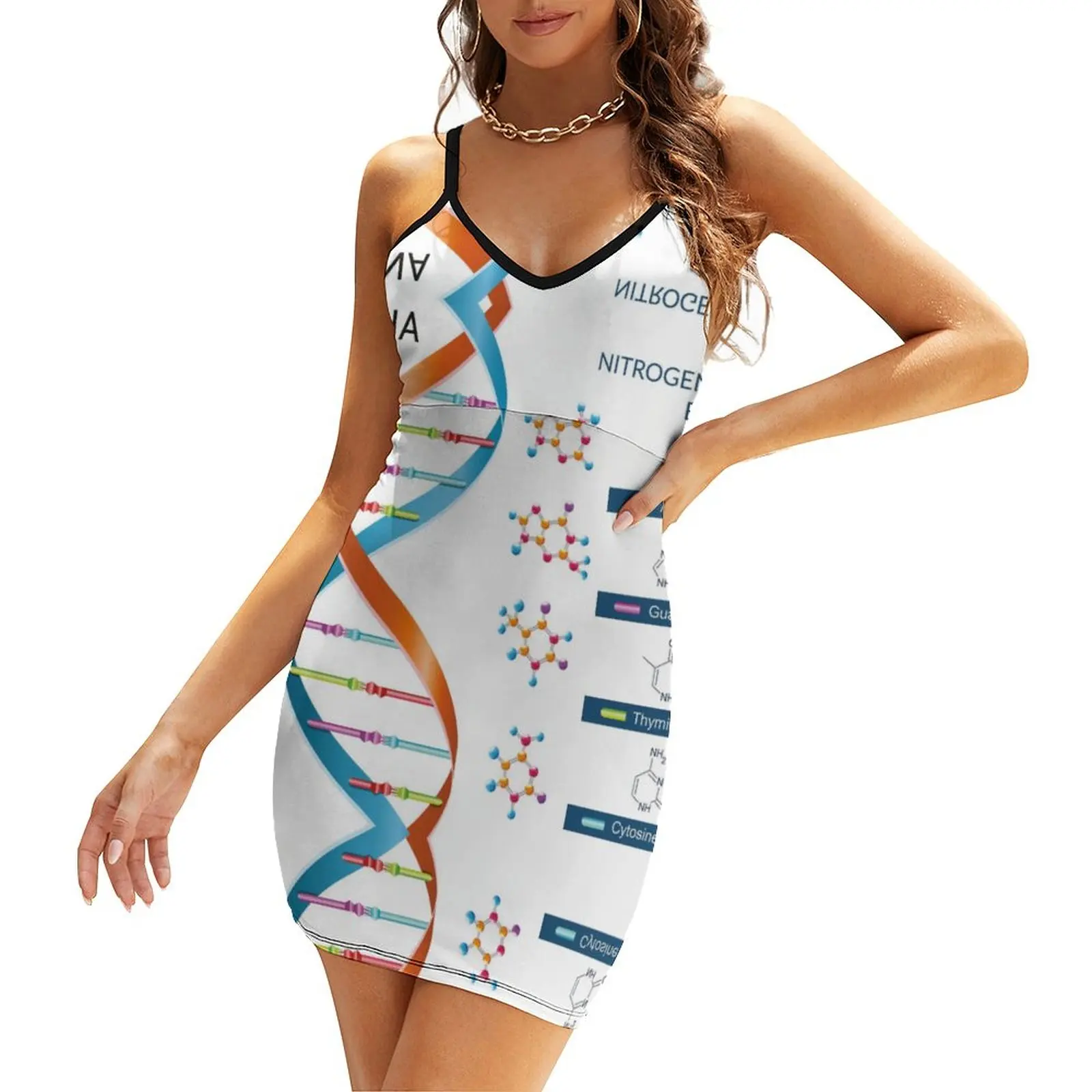 Exotic DNA Women's Sling Dress Funny Joke  Parties Woman's Clothing Strappy Dress Cute