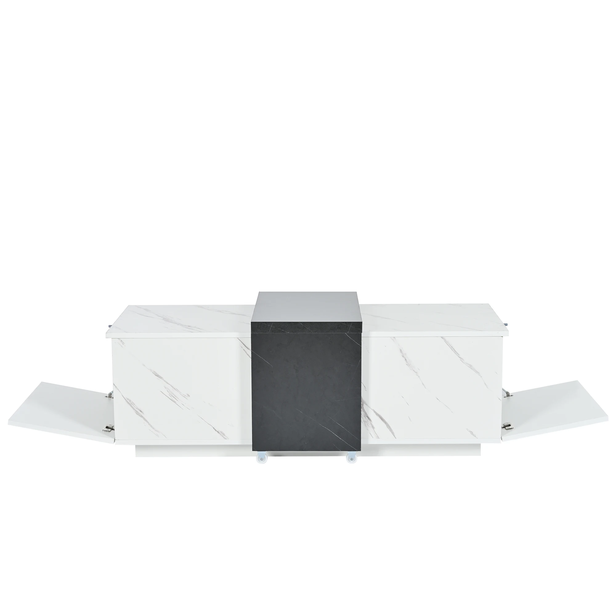 Coffee table with marble look veneer, classic white marble pattern, ideal for living room and office