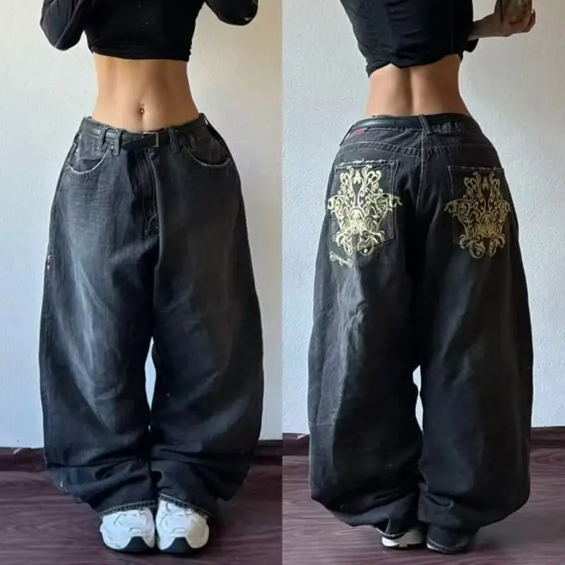 Streetwear New Fashion Oversized Print Baggy Jeans Y2K Harajuku Hip-hop Vintage Pop Gothic High Waist Wide-leg Pants Trousers