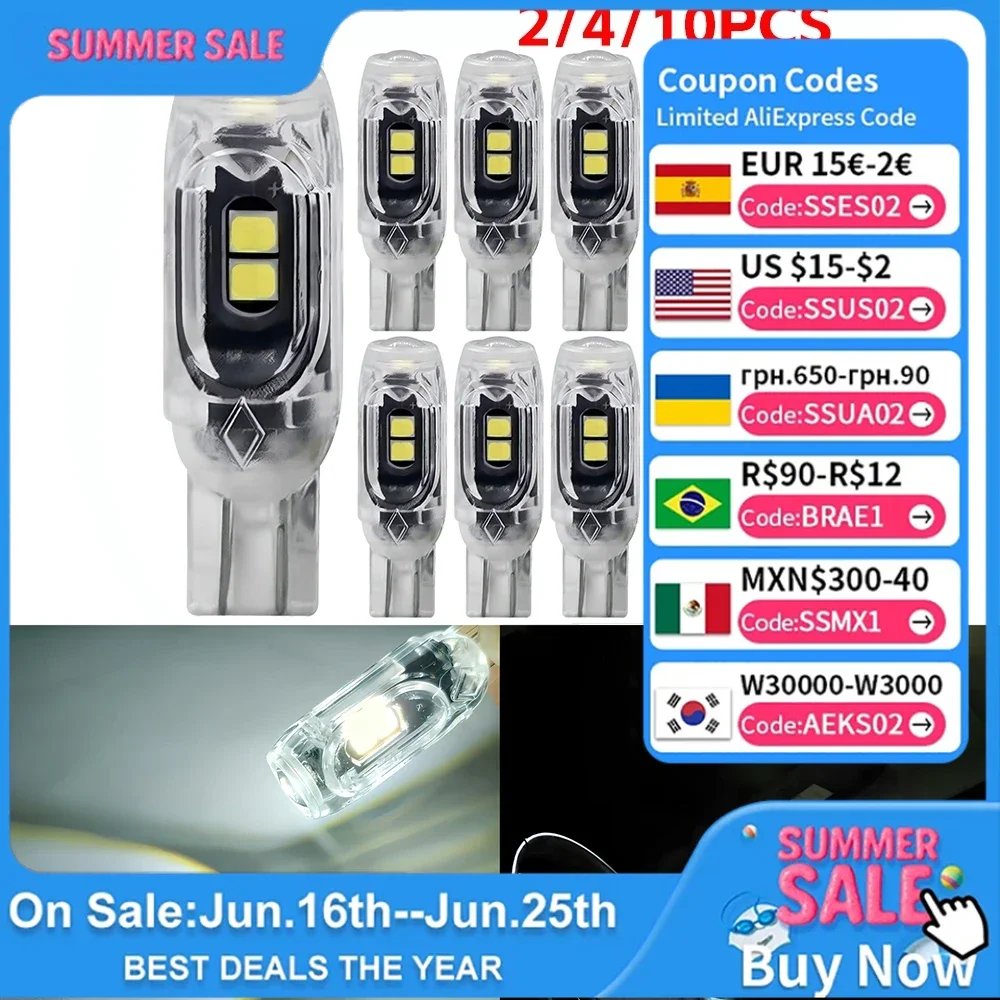 

2/4/10PCS Door Trunk License Plate Lamp DC 12V T10 5SMD Car Interior Dome Reading Light Turn Signal Bulb LED 194 168 Canbus 3030