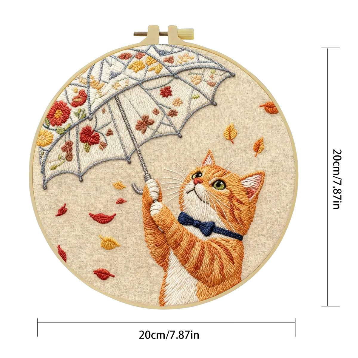 1 Stück 20X20CM/15X15CM 7,87/6,3 Zoll Katzen-Stickerei-Starter-Kit DIY-Kit DIY-Stickerei-Set für Anfänger Heimdekoration – Detail 4
