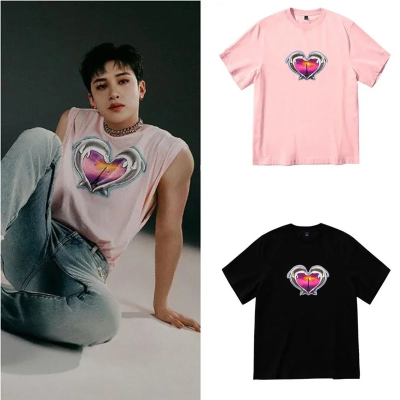 

KPOP Bang Chan Same Heart T Shirt Women Men Korean Fashion Summer Short Sleeve Cotton Funny Tshirt Graphic Tees Streetwear