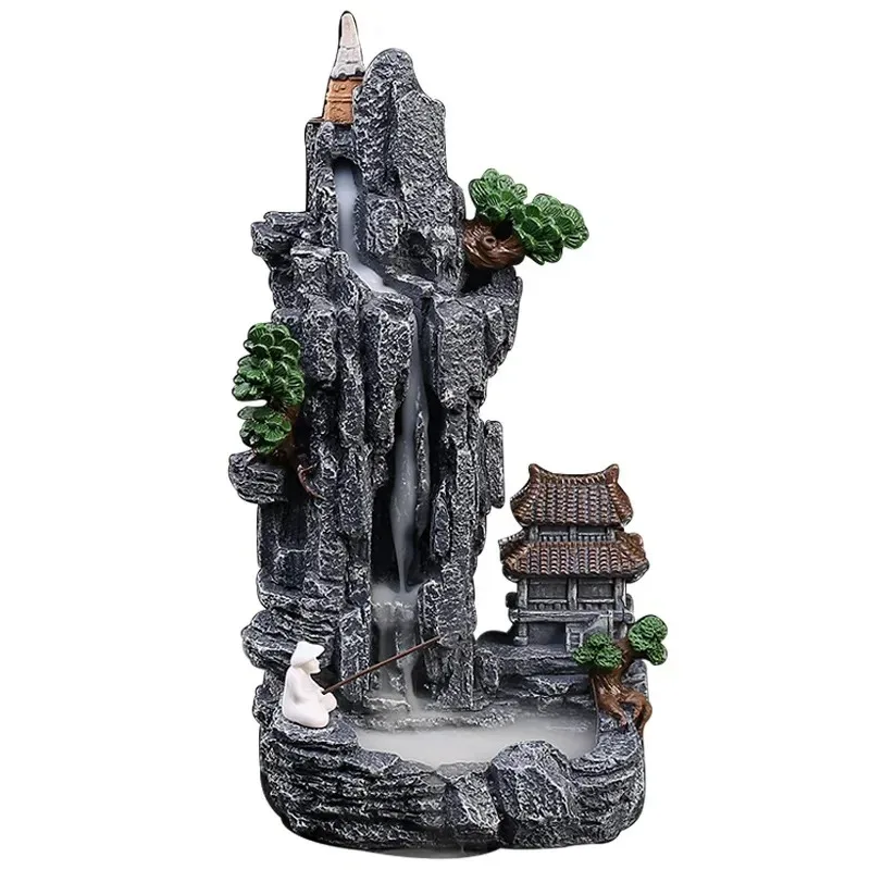 1pc Waterfall Backflow Incense Burner Zen Tea Room Decoration Micro Landscape Incense Stick Holder Ashtray (Without Incense)