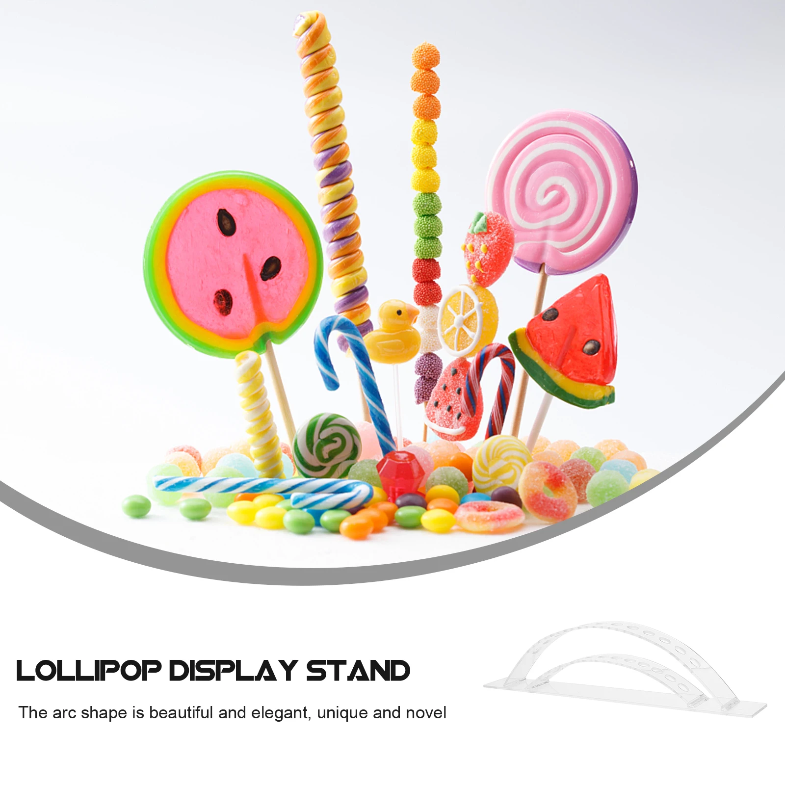 Clear Acrylic Lollipop Stand Transparent Candy Rack Dessert Display Stable Base arc Shape Suitable Birthday Parties Wedding
