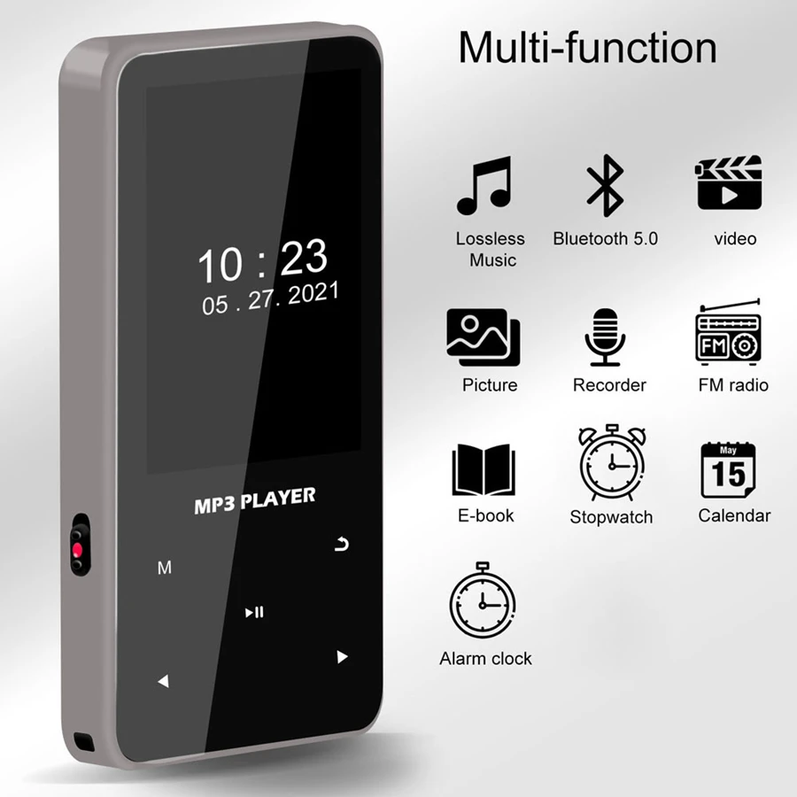 

Портативный MP3-плеер 128 ГБ, Bluetooth Hi-Fi, музыкальный стереодинамик без потерь, мини-MP3, воспроизведение видео с FM-радио, запись Walkman