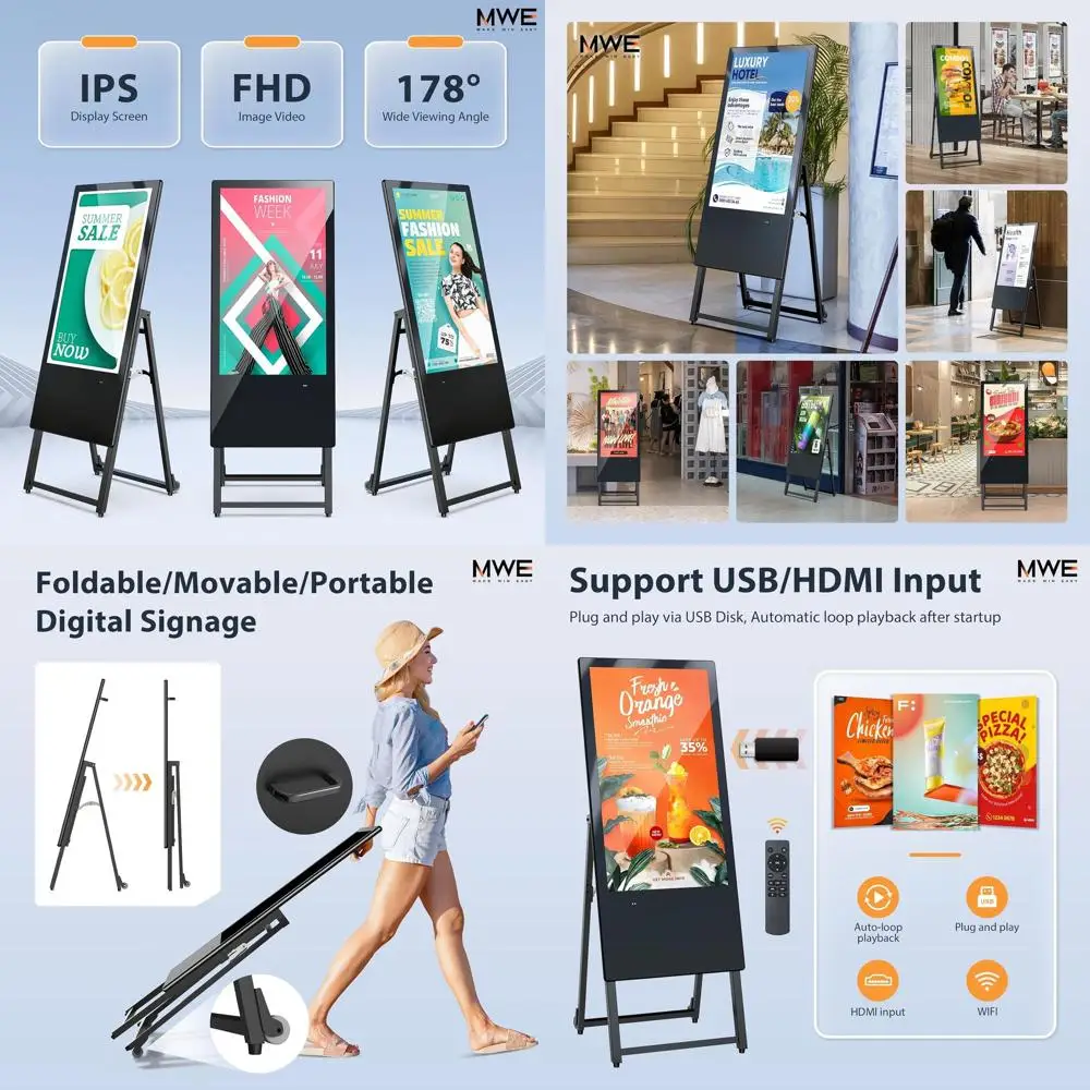 

32-дюймовый портативный цифровой рекламный киоск, ЖК-дисплей для рекламы, Android-медиаплеер с HDMI/USB