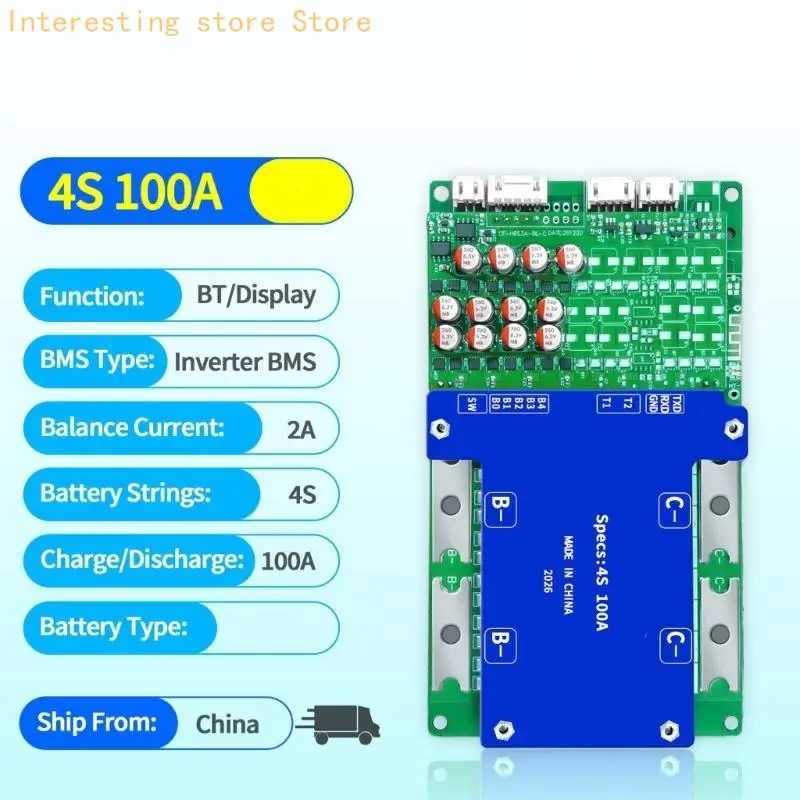 100A LiFePO4 Battery Management Board for 4S 12V Pack Projects Protections Board 55KC