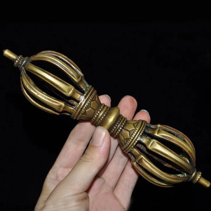 

8"Old Tibetan Buddhism Bronze Exorcism Talisman Vajra Dorje Phurpa Faqi statue