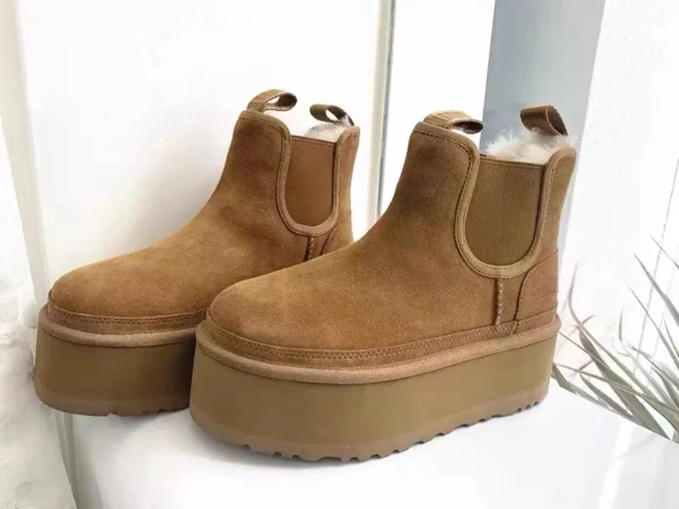 Classic Women's Snow Boots Flat oes Suede Fur Plu Warm Autumn 2024 Faion Ladies' Knitwear Other Material 00%