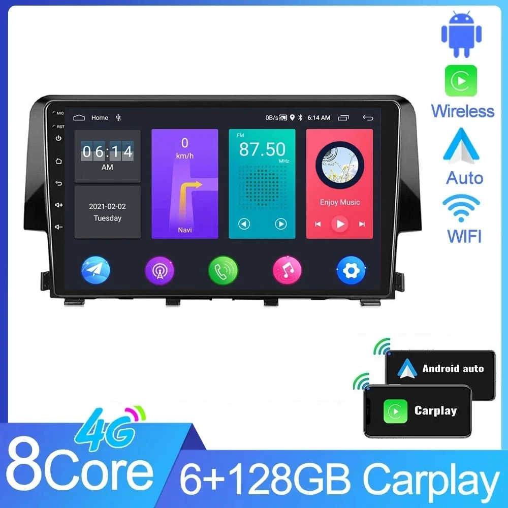 

4G+WiFi Android 14 DSP For Honda Civic 2015 2016 2017 - 2020 Car Radio Multimedia Video Navigation Stereo Head Unit IPS Screen
